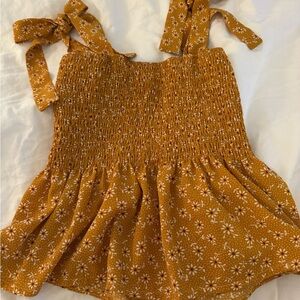 Cropped Tie Mustard Top